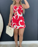 Floral Print Spaghetti Strap Hollow out Romper Casual Slim Fit Dress Jumpsuit