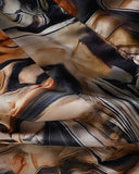 Marble Print Overlap V Neck Wrap Front Ruched Vacation Dress Casual Cinched Waist Zipper Back Mini Dress