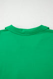 Bright Green Short Sleeve Turn-Down Collar Plus Size Blouse