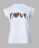 Heart Cheetah Letter Print Top
