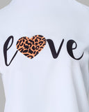 Heart Cheetah Letter Print Top
