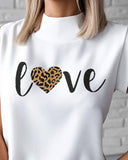 Heart Cheetah Letter Print Top
