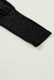 Black Glitter Round Neck Long Sleeve Top
