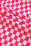 Pink Checkered Buttoned Shirt and High Waist Pants Pajama Set