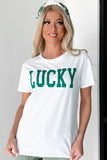 White LUCKY Printed Round Neck St Patricks T Shirt