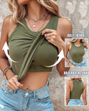ChicMe Built in Bra Ribbed Round Neck Tank Top