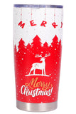 Fiery Red Christmas Tree Elk Print Stainless Steel Tumbler 20 OZ