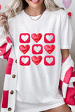 White Heart Graphic Crew Neck Valentines T Shirt