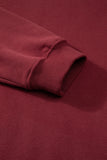 Burgundy Solid Fleece Lined Drop Shoulder Terry Sweatshirt