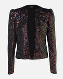 Sparkly Sequin Open Front Puff Sleeve Blazer Coat