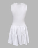 V Neck Sleeveless Lace Patchwork A Line Dress