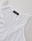 V Neck Sleeveless Lace Patchwork A Line Dress