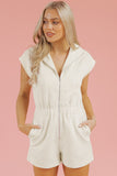 Jet Stream Textured Zipped Front V Neck Collared Casual Romper