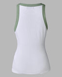 Contrast Binding Tank Tops Summer Sleeveless Basic Cami Top Shirt Slim Knit Ribbed Racerback Blouses