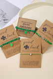 Blackish Green St Patricks Shamrock Beaded Elastic Bracelet