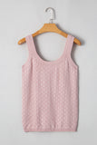 Light Pink Solid Textured Checkered U Neck Sweater Vest
