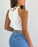 Halter Sleeveless Slim Fit Tank Ruched Casual Top