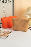 Camel Textured Woven Pattern Zipper Cosmetic Bag