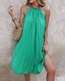 Halter Sleeveless Pleated Casual Dress