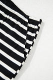 Black White Striped Short Sleeve Top and Shorts Set