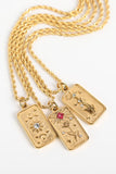 Gold Plated Tarot Card Rhinestone Deocr Valentiens Gift Necklace