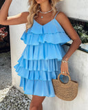 Ruffle Hem V Neck Mini Dress