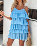 Ruffle Hem V Neck Mini Dress