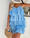 Ruffle Hem V Neck Mini Dress