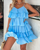 Ruffle Hem V Neck Mini Dress