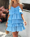 Ruffle Hem V Neck Mini Dress