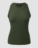O Neck Sleeveless Basic Slim Fit Skinny Tank Casual Top(Without Pads)