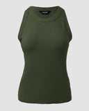 O Neck Sleeveless Basic Slim Fit Skinny Tank Casual Top(Without Pads)