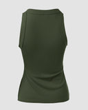 O Neck Sleeveless Basic Slim Fit Skinny Tank Casual Top(Without Pads)