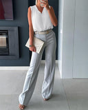 V Neck Sleeveless Ruched Tank Casual Summer Basics Work Top