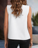 V Neck Sleeveless Ruched Tank Casual Summer Basics Work Top