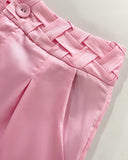 2 Pieces Outfit Weaving Textured Spaghetti Strap Crop Top and Casual Wide Leg Pants Set