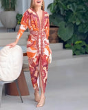 Vintage Baroque Long Sleeve Plunge V Neck Bodycon Dress Sexy Slim Fit Midi Dress