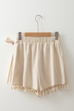 Apricot Tassel Trim Wrap Knot Side Bohemian Style Mini Skort