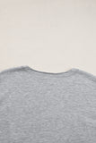 Light Grey USA Lettering Patch Notched Neck Loose Tee