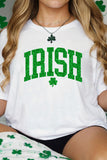 White IRISH Clover Glitter Printed St Patricks T Shirt