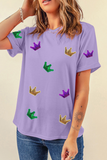 Wisteria Mardi Gras Crown Patched Graphic T Shirt