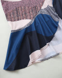 Colorblock Slit Ruffles Irregular Dress