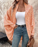 Colorful Waffle Knit Open Front Coat Batwing Long Sleeve Cardigan