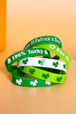 Green St Patricks Shamrock Print Silicone Bracelet