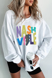 White Nashville Graphic Corded Oversized Sweatshirt