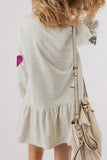 White Shiny Heart-shape Ruffled Knit Mini Dress