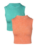 2 Pack Washed Seamless Sleeveless Rib Knit Crop Top