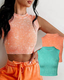 2 Pack Washed Seamless Sleeveless Rib Knit Crop Top