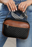 Black Quilted Faux Leather Crossbody Bag 22*6*16cm