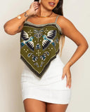 2 Pieces Outfit Floral Print Spaghetti Strap Sleeveless Tank and Casual Shorts Set